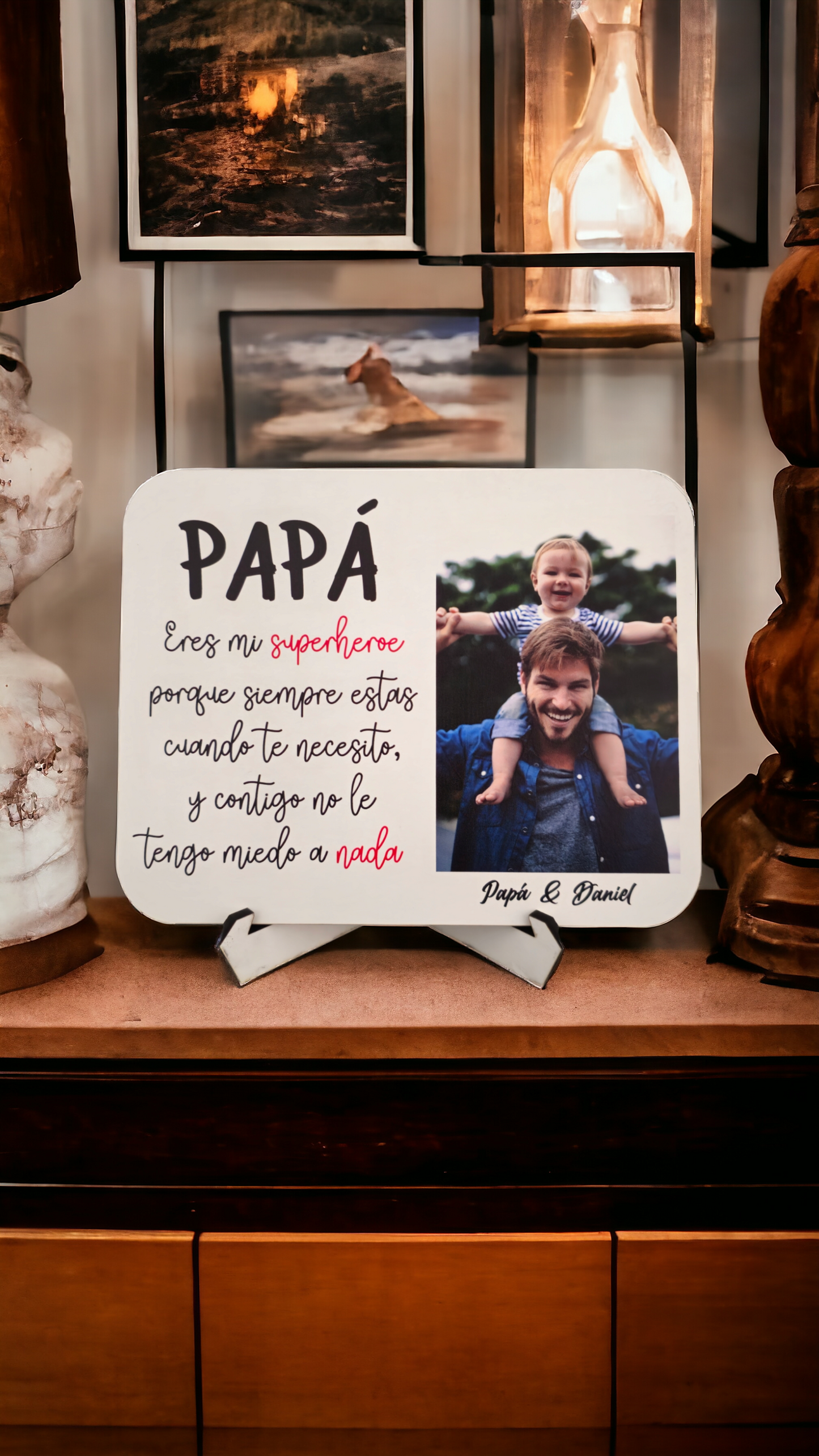 Placa madera Día del padre impresa a color
