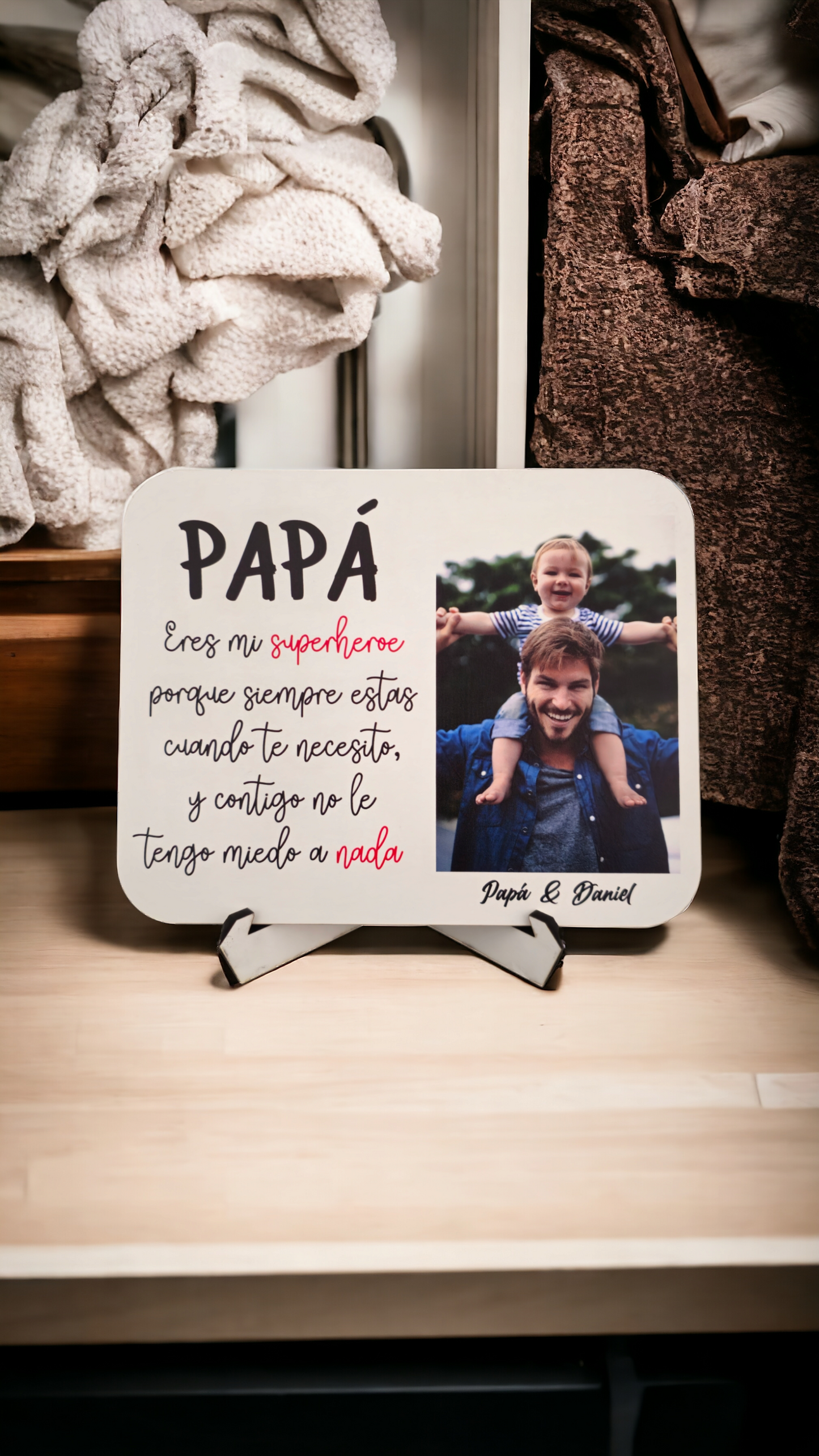Placa madera Día del padre impresa a color